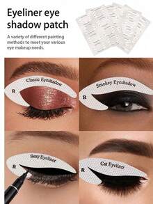 64pcs Professional Eyeshadow & Eyeliner Stencil Kit, Non-Woven Fabric Material, 4 Styles, With Adhesive Eyeshadow & Eyeliner Auxiliary Tools - Non-Woven Makeup Template Set, Suitable For Various Eye Makeup, Eyeshadow, Stage Makeup - White - View 5