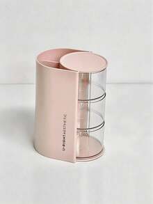 1pc Multi-Layer Rotating Compartment Hair Accessory Storage Box, Hair Clip & Tie Organizer, Headpiece Display Case, Practical Storage Box For Combs, Glasses, Makeup Brushes, Eyebrow Pencils, Minimalist & Functional PET Material Hair Accessory Box, Gift Box, Birthday Gift