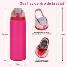 Botella de agua de acero inoxidable 304 creativa, de gran capacidad, adecuada para deportes al aire libre, portátil, con aislamiento al vacío, material de acero inoxidable, ideal para viajes, gran capacidad, adecuada para usar en restaurantes deportivos. - Negro - Ver 5
