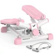 bicicleta para hacer ejercicioMERACH Esdora 2 en 1 Mini Stepper Esdora para Ejercicio En Casa con Giro Capacidad 150KG Equipo De Ejercicio Stepper con Banda De Resistencia para Entrenamiento Body - Rosa - Ver 1