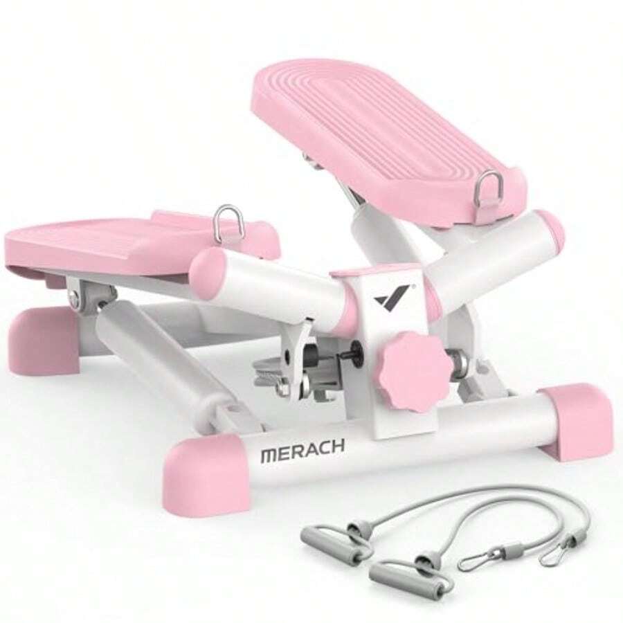 bicicleta para hacer ejercicioMERACH Esdora 2 en 1 Mini Stepper Esdora para Ejercicio En Casa con Giro Capacidad 150KG Equipo De Ejercicio Stepper con Banda De Resistencia para Entrenamiento Body - Rosa - Ver 1