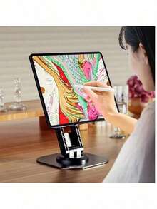Multi-Functional Foldable Phone & Tablet Stand - Adjustable Desktop Holder Compatible With All Device Models - Black - View 2