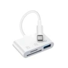 1 pieza Adaptador USB/OTG 3 en 1, transferencia de datos de alta velocidad para teléfono/cámara/computadora, compatible con iPhone 14 Pro Max/14 Pro/14 Plus/14/13/12/11/XS/XR/8/7/6, serie iPad - Blanco - Ver 7