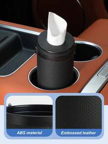 1Pc Round Car Tissue Holder With Window Breaker, Premium ABS & Leather-Style Dispenser, One-Hand Pull, Cup Holder Fit, Universal For All Vehicles SUVs Trucks - Tissue Box - View 10