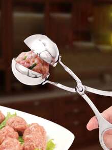 1 cái muỗng múc thịt viên bằng thép không gỉ chống dính, chống trượt, có tay cầm chống trượt, kẹp muỗng múc thịt viên, khuôn làm thịt viên, khuôn làm cơm viên, dụng cụ làm thịt viên, muỗng múc kem, dụng cụ nhà bếp - Bạc - Xem 1
