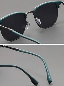 1副复古金属方形时尚眼镜，时尚装饰驾驶眼镜 - 彩色 - 查看 4