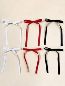 6pcs Women's Simple Solid Color Bow Hair Clips, Winter Outfit For Women, Bows, Cute, Classy, Hair Accerssories, Head Accessories, Hair Accessories For Women - 彩色 - 查看 2