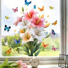 1/5pcs Window Clings, Electrostatic Adsorption Window Film,Patterns Include Butterflies And Various Flowers. Suitable For Bedroom And Home Decor. - Multicolor - View 8