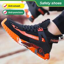 (2-5 Working Days Delivery) Anti-Smash Puncture-Proof Orange Mid-Cut Boots For Men Women, Men's Steel Toe Lightweight Breathable Safety Boots, Excellent Gift For Father's Day Labor Day Back To School, Designed For Industrial And Mining Heavy Duty Work (For Women, This Size Is Slightly Larger, Please Choose Size 1.5 Smaller!) - Black - View 5