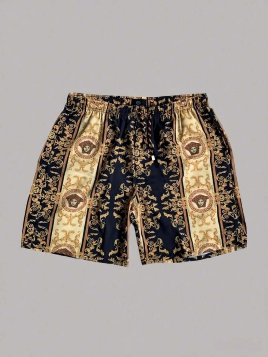 Men's Statement Print Shorts Fashion Designer Patterned Casual Daily Wear Shorts - Multicolor - View 1
