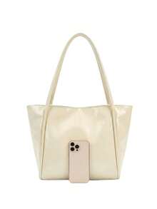 New Fashion Women Large Capacity Casual Versatile Shoulder Tote Bag For Commuting - White - View 3