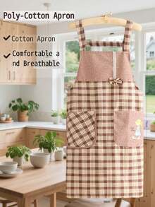 1pc Multi-Color Fashionable Cartoon Bouquet Cotton Apron, Cute & Stylish, Breathable Cotton, Multi-Functional Pocket Design, Front Flower Apron, Suitable For Holiday Gifts, Home Kitchen Cooking Apron, Protective Clothing - Multicolor - View 17