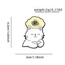 دبوس إينامل قطة بيضاء - يتميز بقطة نائمة مع فقاعة تفكير صفراء وتفاصيل خربشة فوضوية، دبوس صدر لعشاق القطط، للارتداء اليومي أو كهدية، إكسسوار موضة بتصميم كرتوني كاواييي - متعدد الألوان - مشاهدة 7