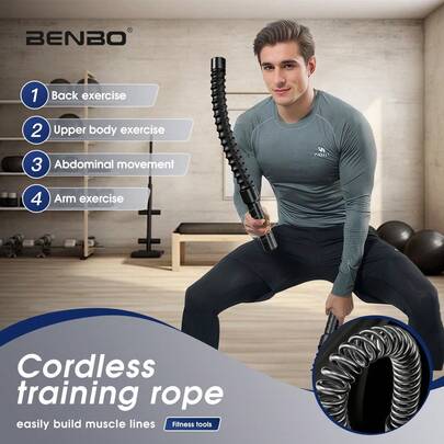  BENBO 1对多功能健身训练绳，黑灰色，无线多功能训练绳，手臂力量训练器材，适用于各种室内外健身场景，是健身锻炼的好伙伴