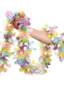 1 pieza Guirnalda de huevos de Pascua de 2 metros con borlas, decoración con borlas metálicas adecuada para Pascua, primavera, boda, fiesta de Año Nuevo y decoración interior/exterior - Multicolor - Ver 4