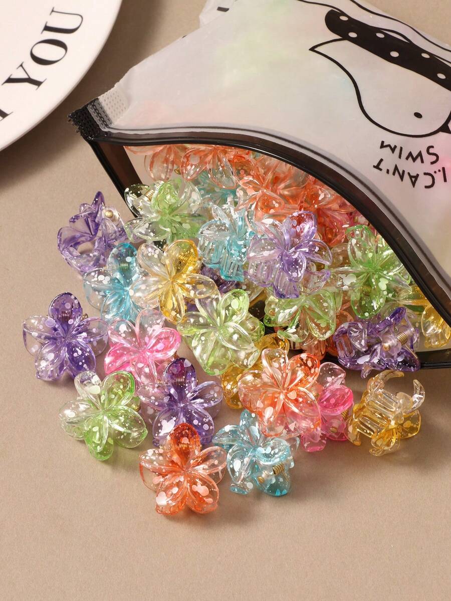 30 chiếc kẹp tóc mini hình hoa cúc nhiều màu sắc trong suốt dành cho nữ, kẹp tóc đuôi ngựa, phụ kiện tóc kẹp tóc cho nữ. - Nhiều màu - Xem 1