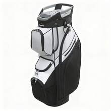 15-Way Divider Golf Cart Bag With 9 Zipper Pockets & Single Strap, Fashionable Style - Gray-black - View 5
