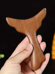 1pc Sandalwood Fish Tail Gua Sha Tool, Multi-Functional Facial Massage Board, Traditional Chinese Medicine Meridian Massage Tool - Multicolor - View 9