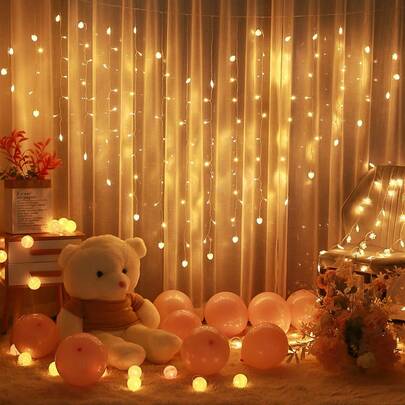 1.5m*2m/124 LED Beads Extra Large Heart Shaped String Lights, USB Powered, Remote Control Adjustable Flashing Modes, Curtain Icicle Lights, LED Colorful Lights For Valentine's Day Proposal Decor, Indoor Decoration