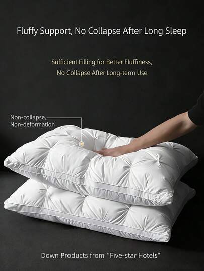 1pc Standard Size Sleep Pillow, Luxury Hotel Quality, Comfortable Support, 3D Ultra-Fine Fiber Fill, Extremely Soft & Plush, Machine Washable, Suitable For Side, Back Or Stomach Sleeping, Premium Fluffy Down Alternative Fill, Size 19x29 Inches, All Season, Hypoallergenic Cover