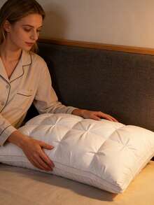 1个标准尺寸睡眠枕，奢华酒店品质，舒适支撑，3D超细纤维填充，极致柔软蓬松，可机洗，适合侧睡、仰睡或俯睡，优质蓬松羽绒替代填充物，尺寸19x29英寸，四季皆宜，低过敏性枕套 - 灰色 - 查看 6