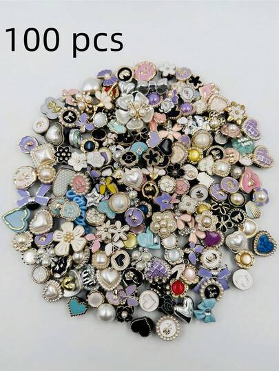 [10个/20个/30个/50个/100个] 树脂卡通造型鞋饰，时尚可爱，可装饰凉鞋、拖鞋、木屐、DIY鞋履，生日礼物，派对小礼品（款式随机）