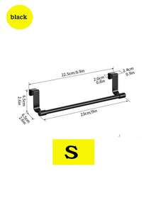 1pc Kitchen Cabinet Door Towel Rack, Dishcloth Holder, Bathroom Towel Bar, Wall Mounted Storage Rack - Black - View 13