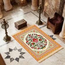 1 قطعة سجادة صلاة إسلامية قابلة للطي مع شرابات، قاعدة مانعة للانزلاق، وسادة سميكة قابلة للغسل، مناسبة للمنزل والمدخل وغرفة المعيشة، تصميم إسلامي أنيق، سجادة صلاة رمضان متينة للرمضان والحج والعمرة - مثالية لديكور غرفة النوم وغرفة الصلاة - وسادة مستطيلة فاخرة بأنماط حمراء وذهبية وسوداء معقدة، ملمس ناعم، ضرورية لرمضان والحج - متعدد الألوان - مشاهدة 4