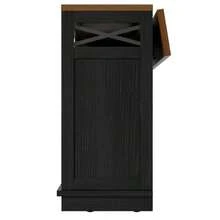 Modern Kitchen Island (118 * 43 * 98 Cm) With Dining Unit And Wood-Effect Serving Cart On Casters, Offering Multifunctional Storage Space, Removable Dividers And A Towel Rack, White. - Black - View 6