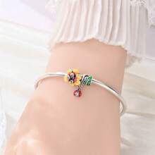 1件镀银可爱穿山甲、蘑菇、四叶草、蜻蜓、瓢虫、花朵和叶子吊坠，适合DIY创意手链和其他珠宝，是馈赠佳品。 - 彩色 - 查看 11