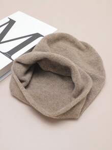 LEAJOURNO. 1顶秋冬新款韩版百搭复古针织帽，保暖护耳宽松帽，女士款 - 摩卡棕 - 查看 8