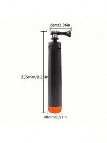 4-In-1 Floating Selfie Stick Tripod - Waterproof Extendable Monopod For D/J/I Action 5 Pro/4/3, Insta360 X4/X3/Ace Pro 2, Adjustable Height 9.25-22.44 Inch - Black and Orange - View 5