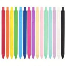 Pieces/Set Colorful Ballpoint Pens Simple Office Writing Pens Solid Color Press Type Pens 1.0mm Black Core Suitable Daily Office Practical Stationery - Black - View 8
