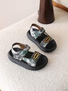 1 Pair Boys' Camouflage Sandals, Soft Sole Open Toe Beach/Sport Sandals, Summer - Green - View 5