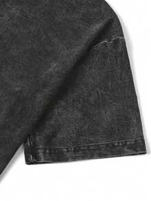 Ghostface Scream Dual-Sided Washed Oversized Retro T-Shirt | Unisex Vintage Horror Movie Print Tee, Street Style Loose Short-Sleeve Gothic T-Shirt, Double-Sided Ghostface & Gothic Font Print Top - Soft And Comfortable Casual T-Shirt With A Bold And Avant-Garde Artistic Design, Perfect For Vacations, Shopping, Home Wear, Holidays, Parties, And Travel - 黑色 - 查看 4