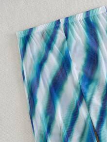 女士波西米亚风性感长款沙滩裤，高弹半透明面料，抽象图案，是夏季海滩度假的完美之选 - 彩色 - 查看 4