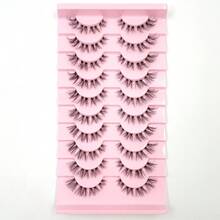 10 Pairs Value Pack Transparent Band 5D Faux Mink Lashes Fluffy Natural Crisscross Thick Lashes - Black - View 8