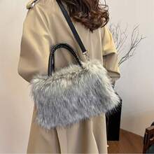 Plush Women's Handbag Made Of Faux Fur, Fashionable. Versatile Shoulder Bag/Crossbody Bag For Women, Large, Multifunctional, Cute Plush Bag. - Orange - View 6
