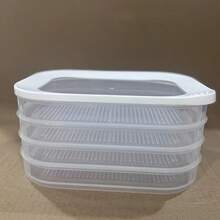 Hộp đựng thực phẩm xếp chồng 1/2/3/4 tầng có nắp đậy, bằng nhựa, dùng để đựng thịt/bánh bao/bánh ngọt/trái cây, an toàn với máy rửa chén, tiết kiệm không gian, giữ độ tươi ngon tuyệt vời, thích hợp để trong tủ lạnh. - Nhiều màu - Xem 13