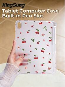 Kingsung 1pc Cherry & Heart Pattern Color Tablet Protective Case,Compatible With IPad 10th Generation,IPad Air 11-Inch (M3) 2025,IPad Mini 4/5/6/7,And Compatible With Kindle Paperwhite 12th Gen 2024,Kobo Libra Colour, Fire HD 10 (2023),Models Such As Tab P11,The Four Corners Of The Protective Case Are Shockproof, Lightweight And Easy To Carry - Multicolor - View 2