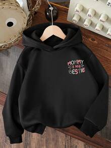 女童字母印花保暖卫衣 - 黑色 - 查看 2