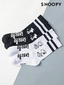 SNOOPY 2/1 Pair Genuine Pattern Men's Crew Socks, Cute Cartoon Design Men's Socks, Odor-Resistant Moisture-Wicking Casual Sports Crew Socks, Suitable For Students/Adults As Gifts And Daily Wear, Socks - Multicolor - View 3
