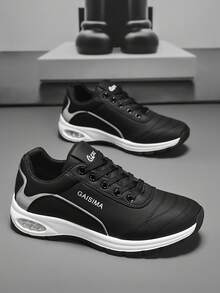 Men's New Versatile Niche Original Casual Sneakers, Thick Sole Anti-Slip Sports Shoes, Random Graffiti Pattern - Black - View 14