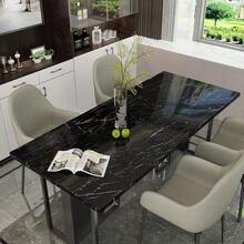 1 Cuộn Giấy Dán Tường Nhà Bếp Tự Dính Chống Dầu Mờ, Vân Đá Đen - Chống thấm nước, Ghép thẳng hàng, Họa tiết hình khối và sọc, Thích hợp cho mặt bàn, tủ bếp và tường trong nhà bếp và phòng tắm. - màu đen - Xem 9