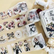 4Pcs/Set Matte Lace Lady PET Washi Tape Pre-Cut Rose Masking Tape For Stickers Scrapbooking Journal Collage Material - 4Pcs/Set - View 4