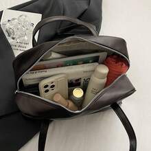 1个个性化复古大容量手提袋，休闲百搭，多种字体和颜色可选，适合通勤、旅行、上学，是送给亲朋好友的完美礼物 - 彩色 - 查看 3