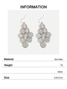 1 Pair Fashion Silver Hollow Floral Pendant Earrings For Women, Party And Daily Wear Jewelry Accessories - Silver - View 6