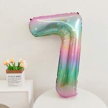 1pc 40-Inch 0-9 Gradient Rainbow Star Number Balloon, Vibrant Gradient Star Print Design, Suitable For Birthday, New Year, Anniversary, Holiday Party Decor, Birthday Number Balloon - Multicolor - View 8