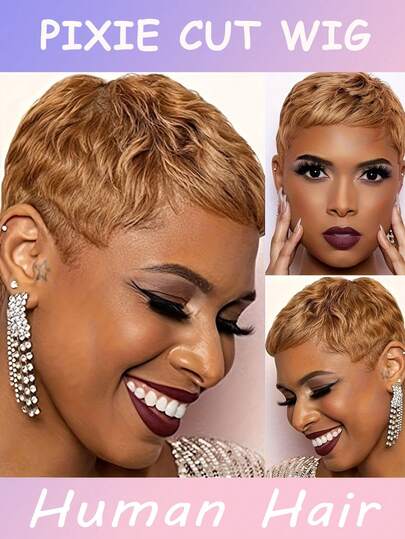 Chic Pixie Short Pixie Cut Wig - Human Hair, 6 Inch Wig For Women, #30 Color, Short Pixie Cut Human Hair Wig With Bangs | Short Human Hair, Straight,150%Density, Rose Net Cap, Lace-Free For Daily Use, Cosplay & Festivals- Short Layered Style,Perfect For Everyday Or Special Occasions Trick-Or-Treat Festival,Role-Playing,Bob Style For Women,Natural Looking Wigs For Women,Easy To Wear & Suitable For All , Everyday Hairpiece.