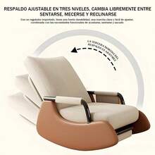 Silla Mecedora Ergonómico Con Ajustable Respaldo Adecuado Para Sala De Estar Y Recámara - Beis - Ver 8